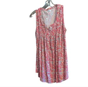 Thyme Maternity Red Floral Sleeveless Tee | Scoop Neck | Summer Casual